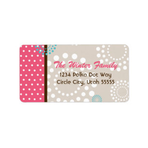 Polka Dot Burst Address Label -Pink