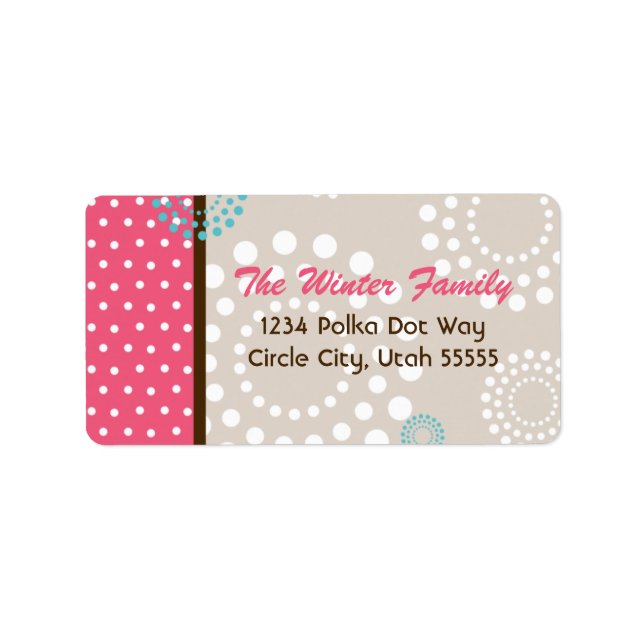 Polka Dot Burst Address Label -Pink (Front)