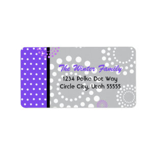 Polka Dot Burst Address Label -Purple