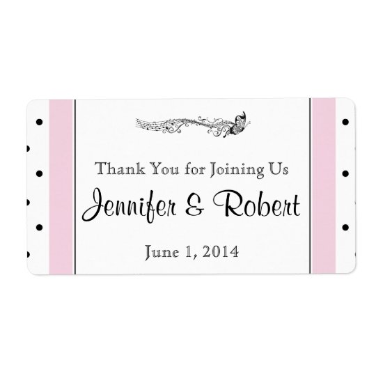 Polka Dot Butterfly Posh Water Bottle Label Shipping Label