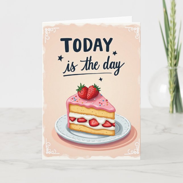 Polka Dot Cake Treat Card (Front)