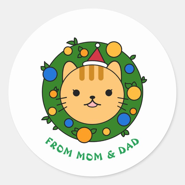 Polka Dot Cat | Brown Cat Custom Party Classic Round Sticker (Creator Uploaded)