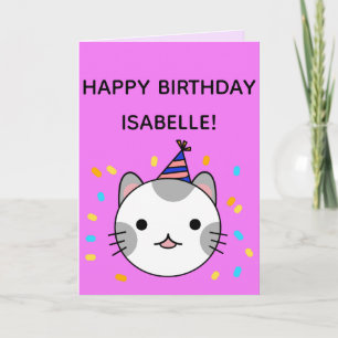 Polka Dot Cat   Happy Birthday Folded Card