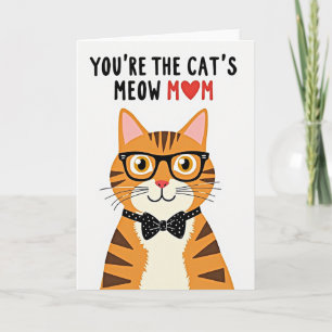 Polka Dot Cat Meow Mom Card
