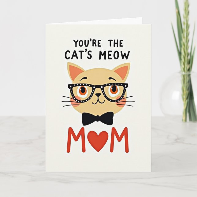 Polka Dot Cat Mum Card (Front)