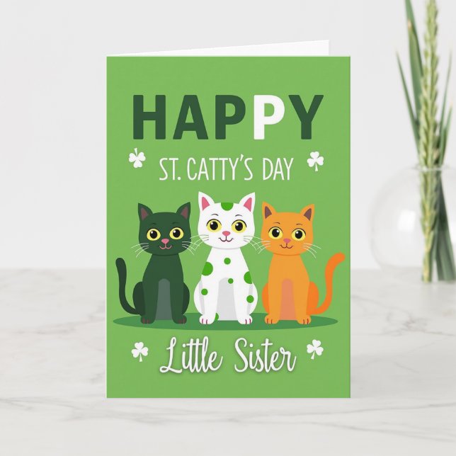 Polka Dot Cat St Pattys Card (Front)