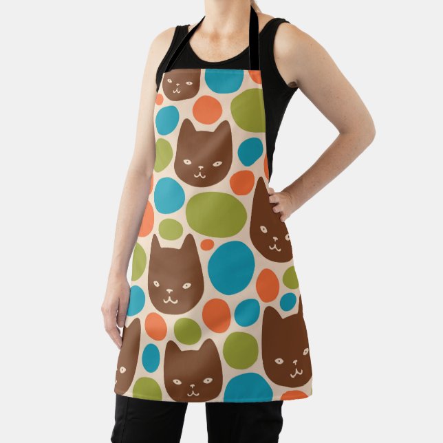 Polka Dot Cats Pattern Apron (Insitu)
