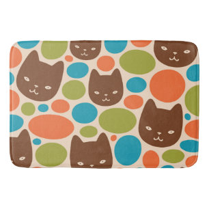 Polka Dot Cats Pattern Bath Mat