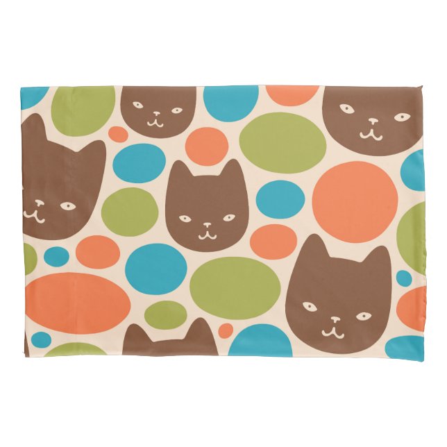 Polka Dot Cats Pattern Pillowcase (Front)
