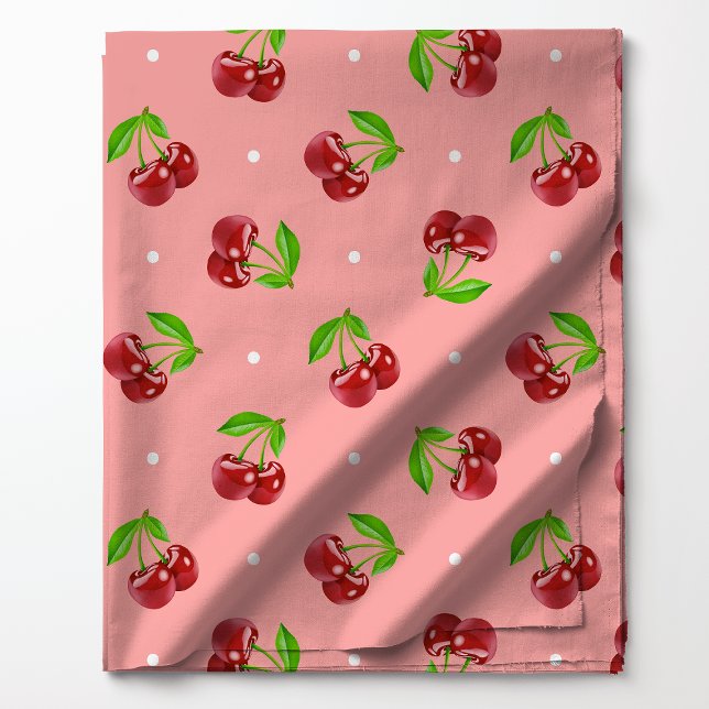 Polka Dot Cherries on Pink Fabric (Creator Uploaded)