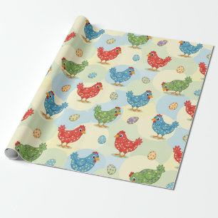 Polka Dot Chickens Wrapping Paper