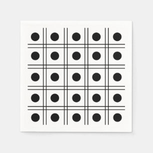 Polka Dot Circle Black and White Check Pattern  Napkin