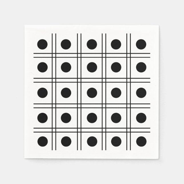 Polka Dot Circle Black and White Check Pattern  Napkin (Front)