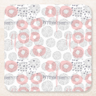 Polka Dot Circle Pattern Square Paper Coaster