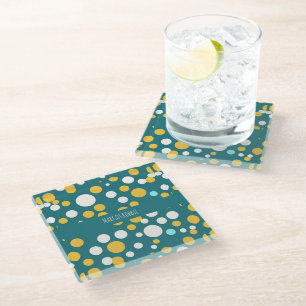 Polka Dot Circles Pastel Pattern Glass Coaster