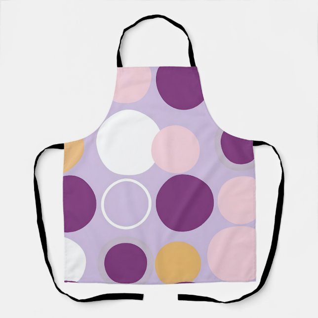 Polka Dot Circles Retro Modern Pattern Apron (Front)