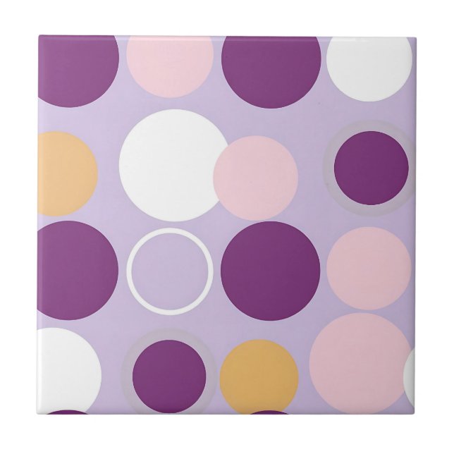 Polka Dot Circles Retro Modern Pattern Ceramic Tile (Front)