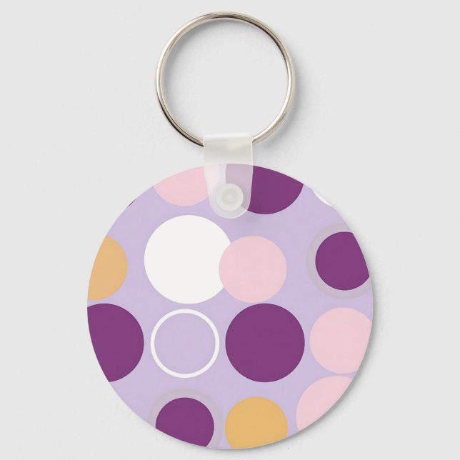 Polka Dot Circles Retro Modern Pattern Key Ring (Front)