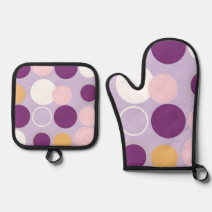Polka Dot Circles Retro Modern Pattern Oven Mitt & Pot Holder Set