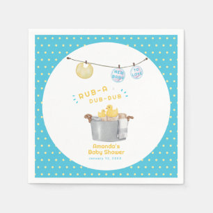 Polka Dot Clothesline Rubber Duck Baby Shower Napkin
