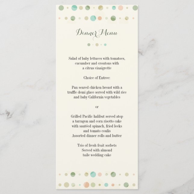 Polka Dot Columns Wedding Menu (Front)
