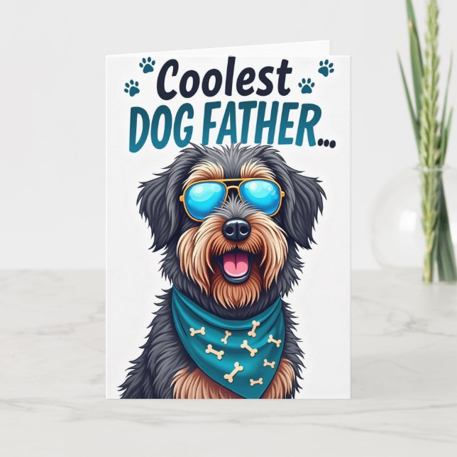 Polka Dot Coolest Dog Father Card (Front)