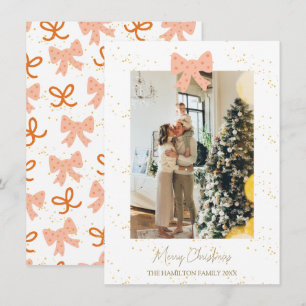 Polka Dot Coquette Bow Photo Christmas   Holiday Card