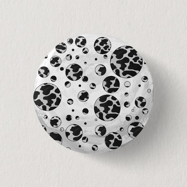 Polka Dot Cow Black and White Print 3 Cm Round Badge (Front)