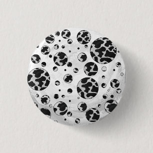 Polka Dot Cow Black and White Print 3 Cm Round Badge