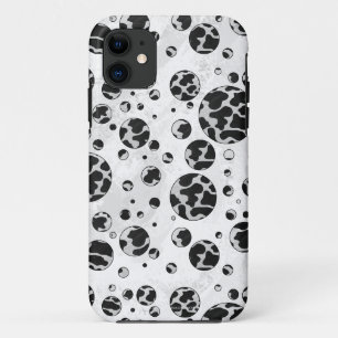 Polka Dot Cow Black and White Print iPhone 11 Case