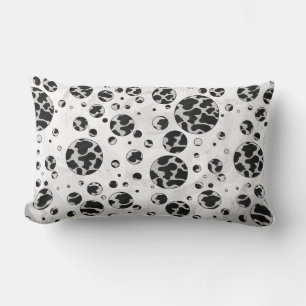 Polka Dot Cow Black and White Print Lumbar Cushion
