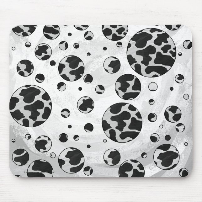 Polka Dot Cow Black and White Print Mouse Pad (Front)