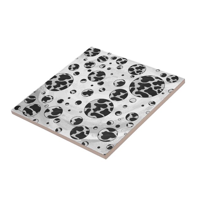 Polka Dot Cow Black and White Print Tile (Side)