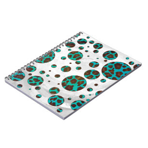 Polka Dot Cow Brown and Teal Print Notebook