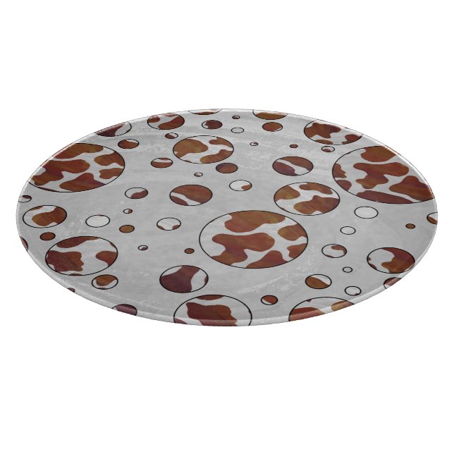 Polka Dot Cow Brown and White Print Cutting Board (Corner)
