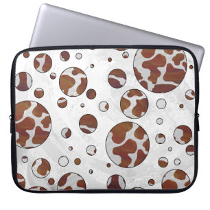 Polka Dot Cow Brown and White Print Laptop Sleeve