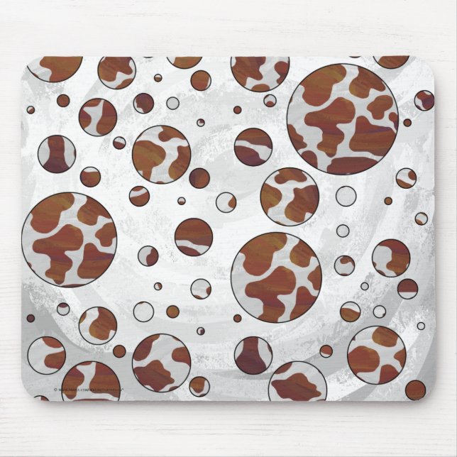 Polka Dot Cow Brown and White Print Mouse Pad (Front)