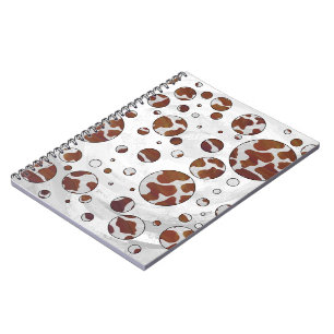 Polka Dot Cow Brown and White Print Notebook