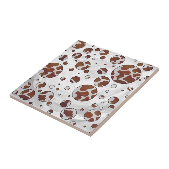 Polka Dot Cow Brown and White Print Tile (Side)