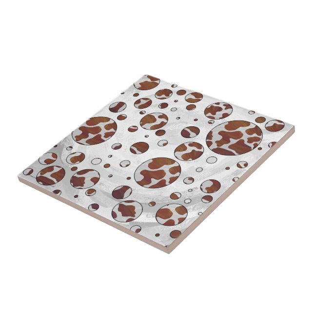 Polka Dot Cow Brown and White Print Tile (Side)