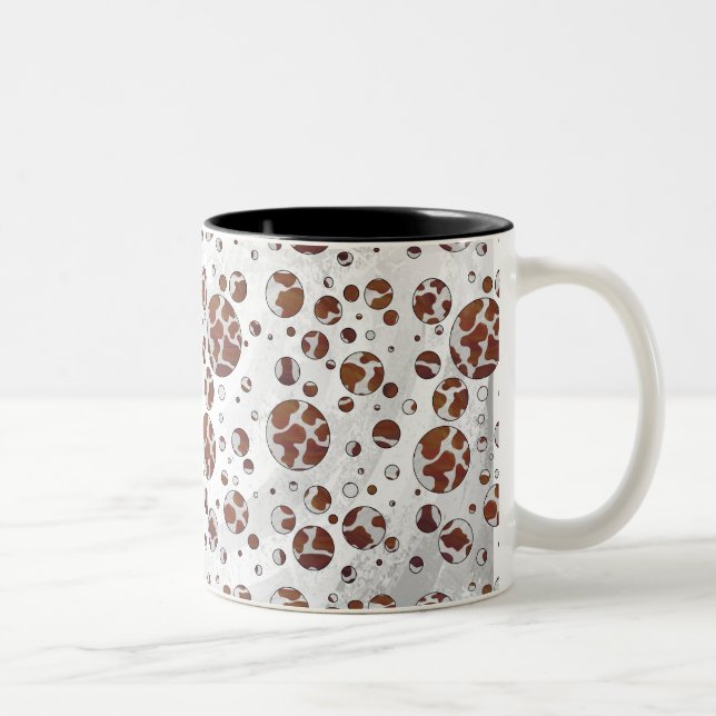 Polka Dot Cow Brown and White Print Two-Tone Coffee Mug (Right)