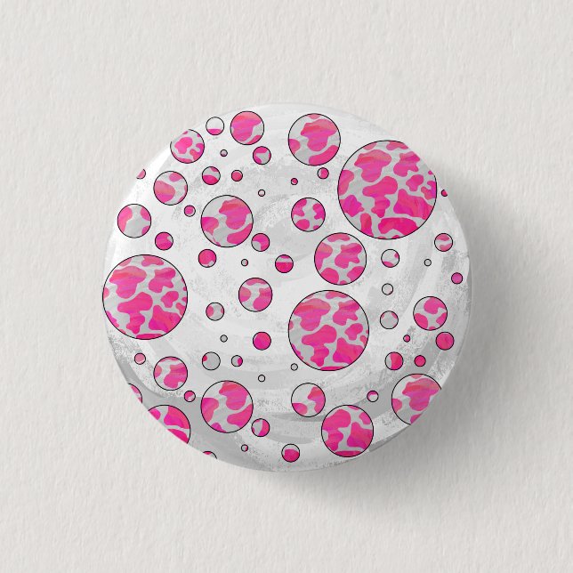 Polka Dot Cow Pink and White 3 Cm Round Badge (Front)