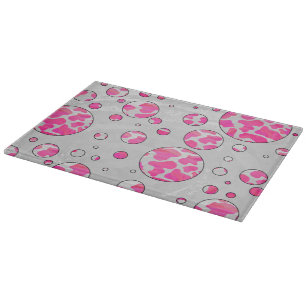Polka Dot Cow Pink and White Cutting Board