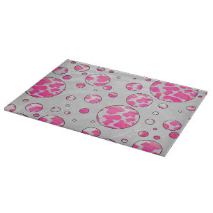Polka Dot Cow Pink and White Cutting Board