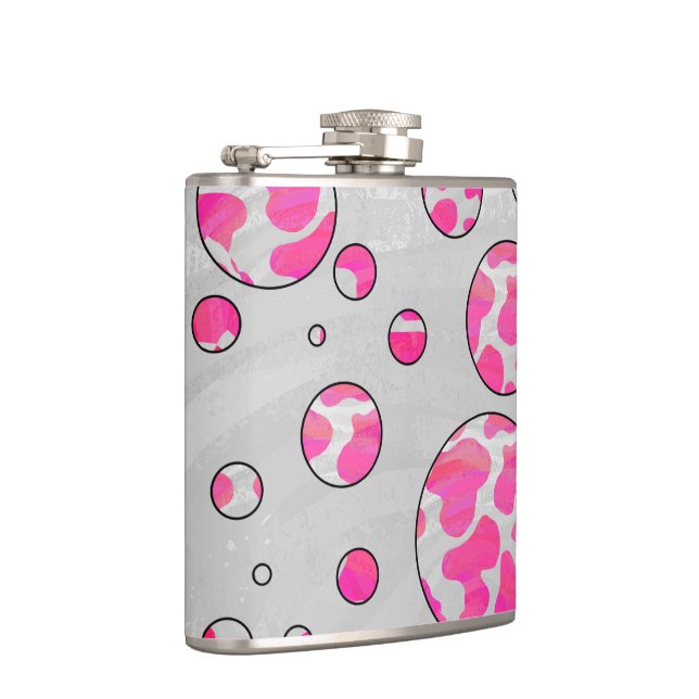 Polka Dot Cow Pink and White Hip Flask (Right)