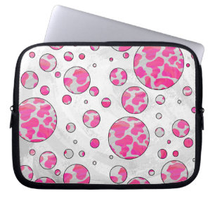 Polka Dot Cow Pink and White Laptop Sleeve