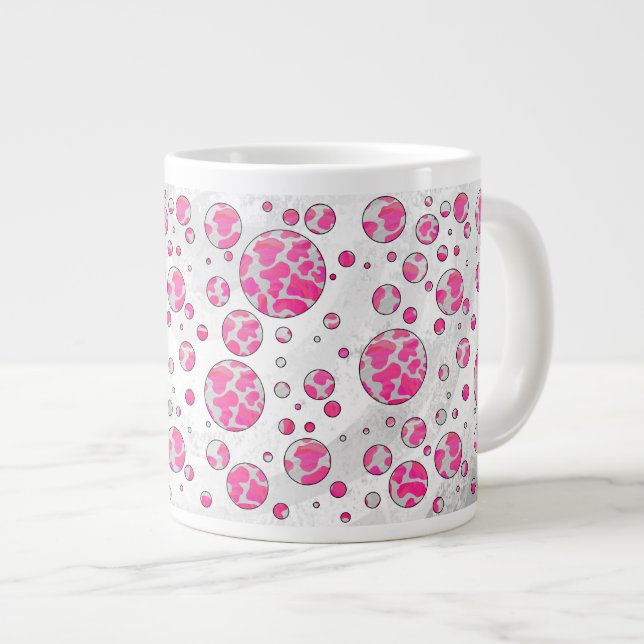 Polka Dot Cow Pink and White Large Coffee Mug (Front Right)