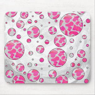 Polka Dot Cow Pink and White Mouse Pad