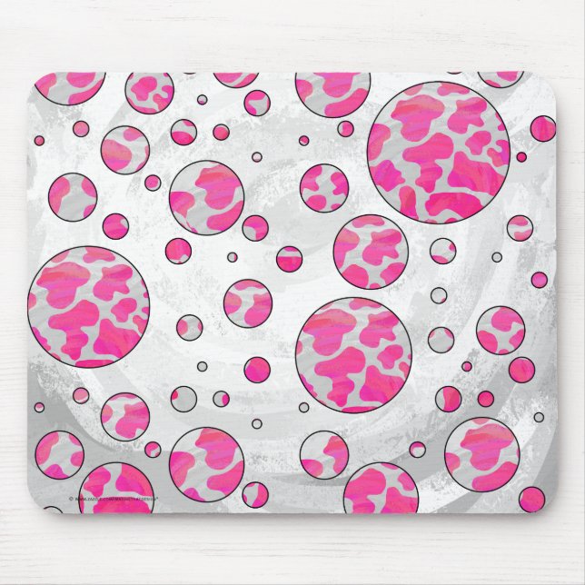 Polka Dot Cow Pink and White Mouse Pad (Front)