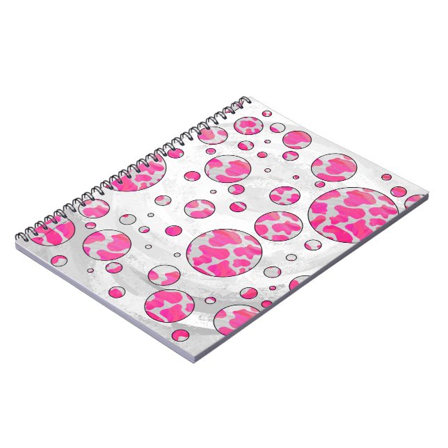 Polka Dot Cow Pink and White Notebook (Left Side)
